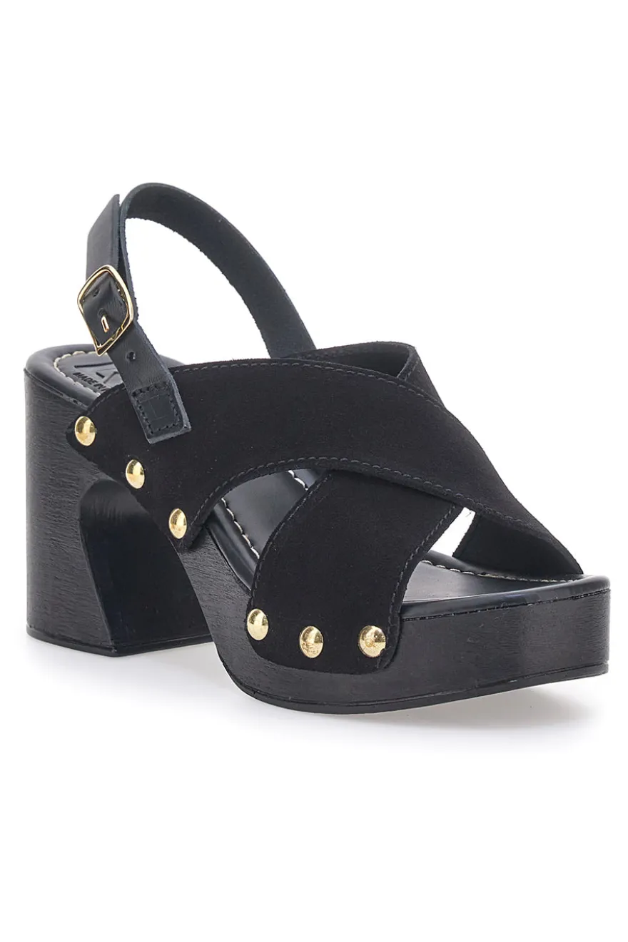 Sandali Neri con Tomaia in Pelle e Tacco a Coda PITTARELLO LOVE 5850