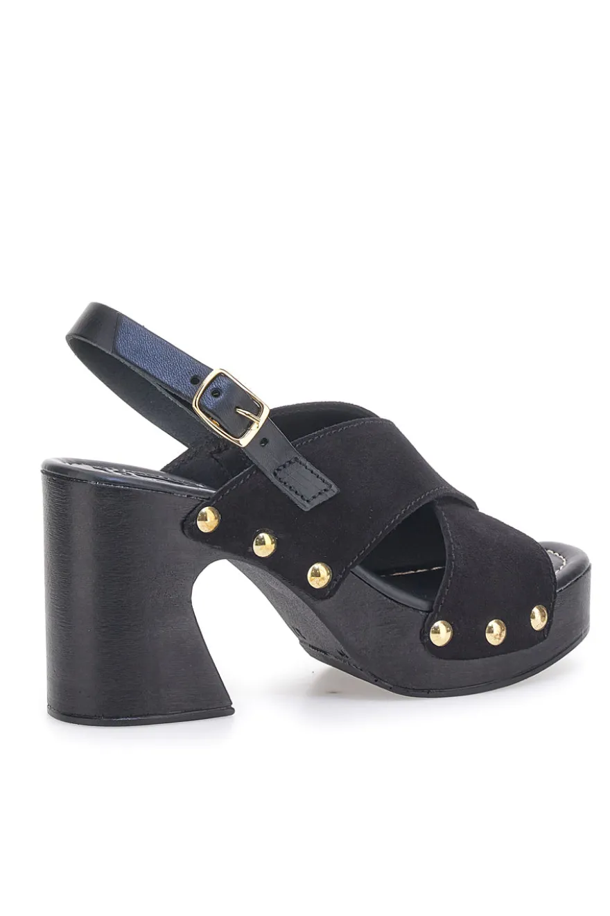 Sandali Neri con Tomaia in Pelle e Tacco a Coda PITTARELLO LOVE 5850