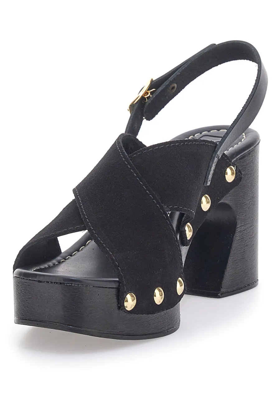 Sandali Neri con Tomaia in Pelle e Tacco a Coda PITTARELLO LOVE 5850