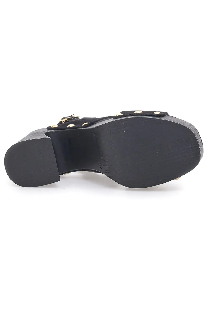 Sandali Neri con Tomaia in Pelle e Tacco a Coda PITTARELLO LOVE 5850