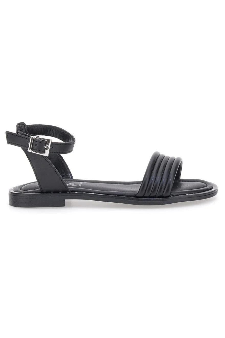 Sandali Neri Flat Con Cinturino Regolabile Pittarello Look DC43877