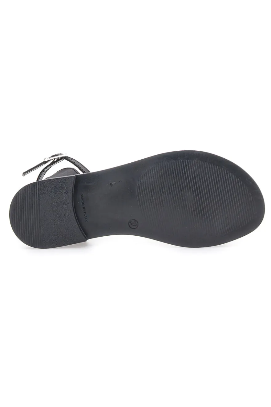 Sandali Neri Flat Con Cinturino Regolabile Pittarello Look DC43877