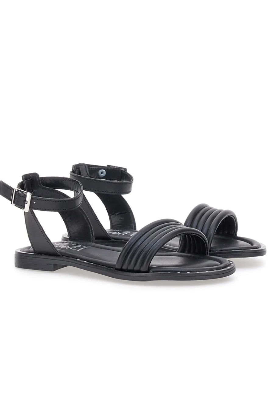 Sandali Neri Flat Con Cinturino Regolabile Pittarello Look DC43877