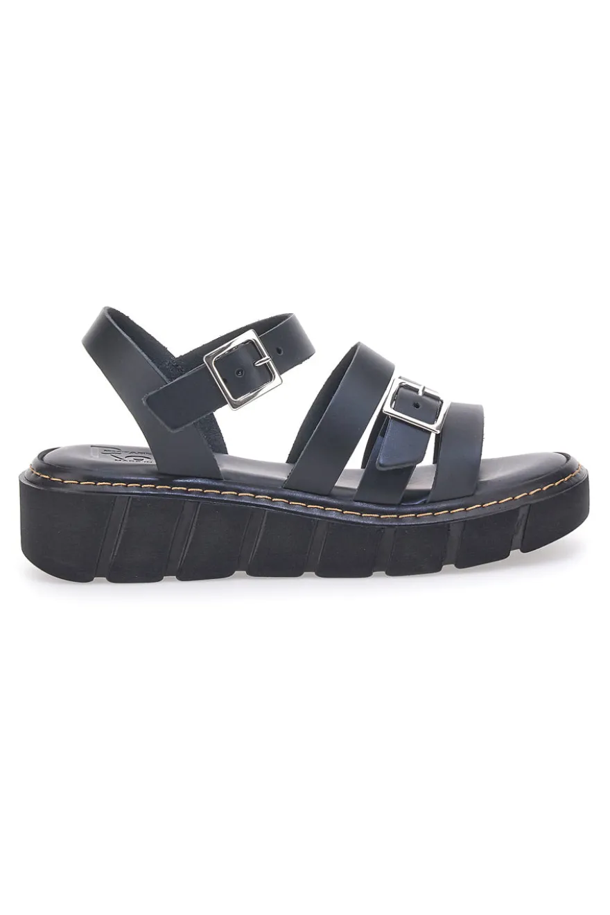 Sandali Neri In Pelle Made in Italy Pittarello Rock 5836/P