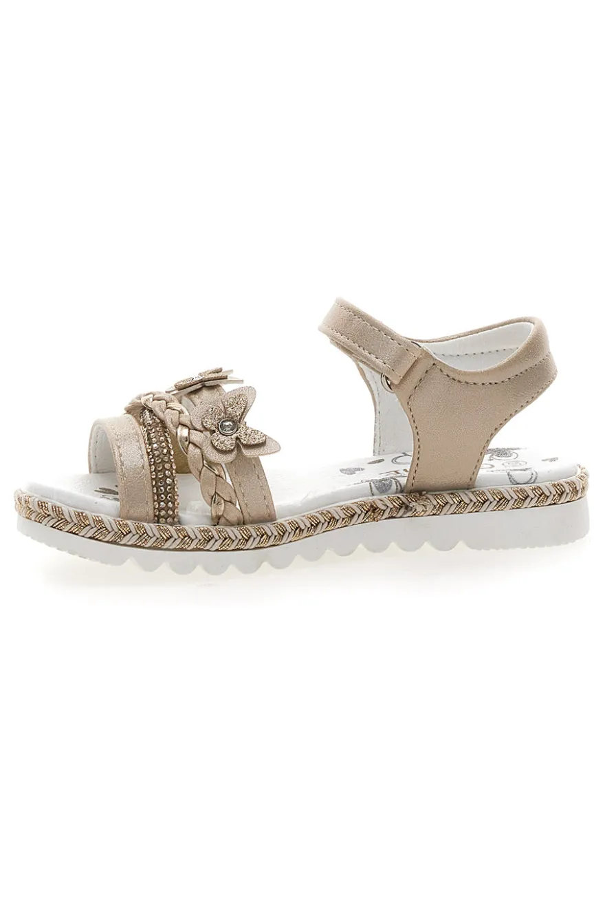Sandali Platino Con Strappo in Velcro Grazie 15022