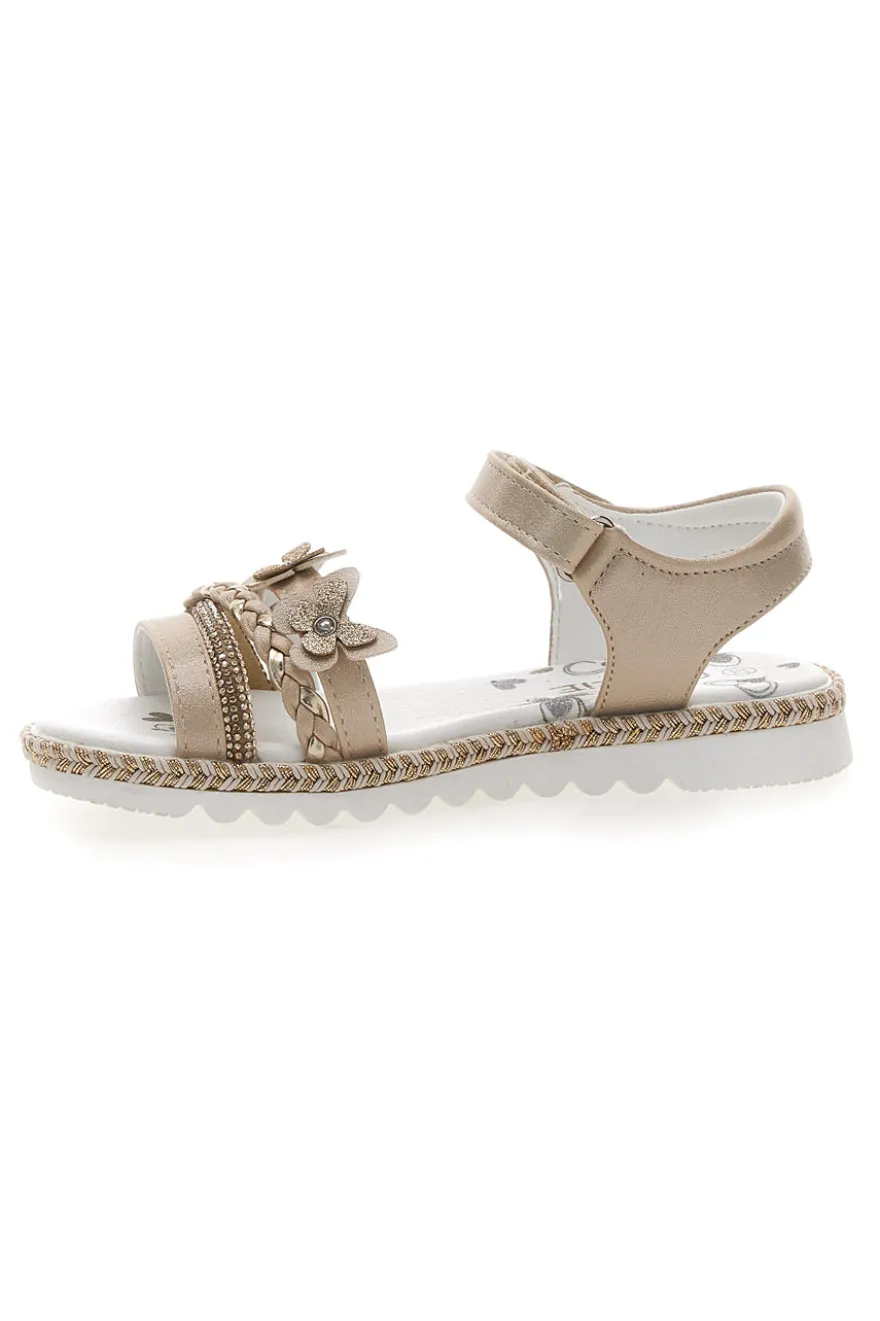 Sandali Platino Con Strappo in Velcro Grazie 15022