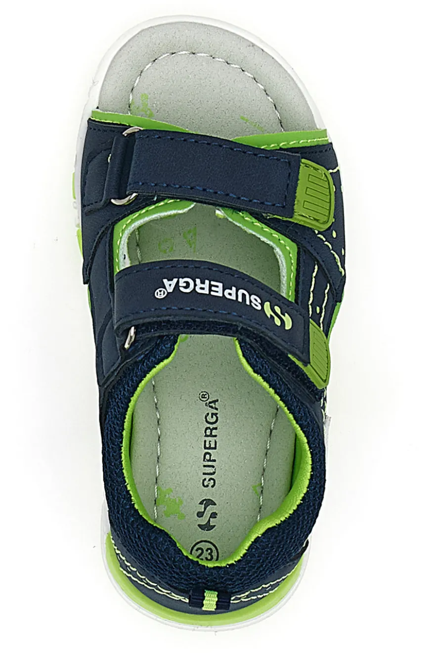 Sandali sportivi blu e verdi con velcro Superga S83U507