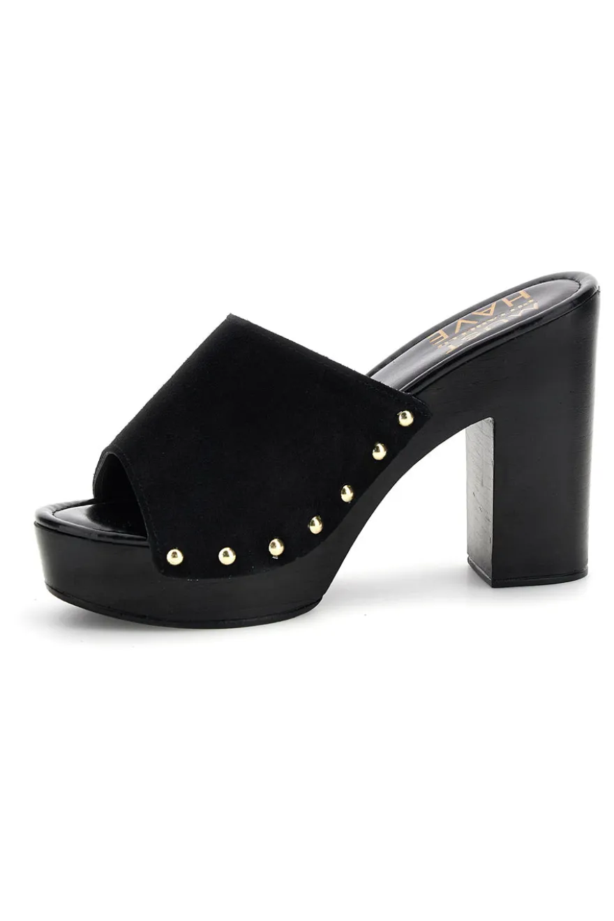 Sandalo nero con tacco e borchie Pittarello Must Have 11233