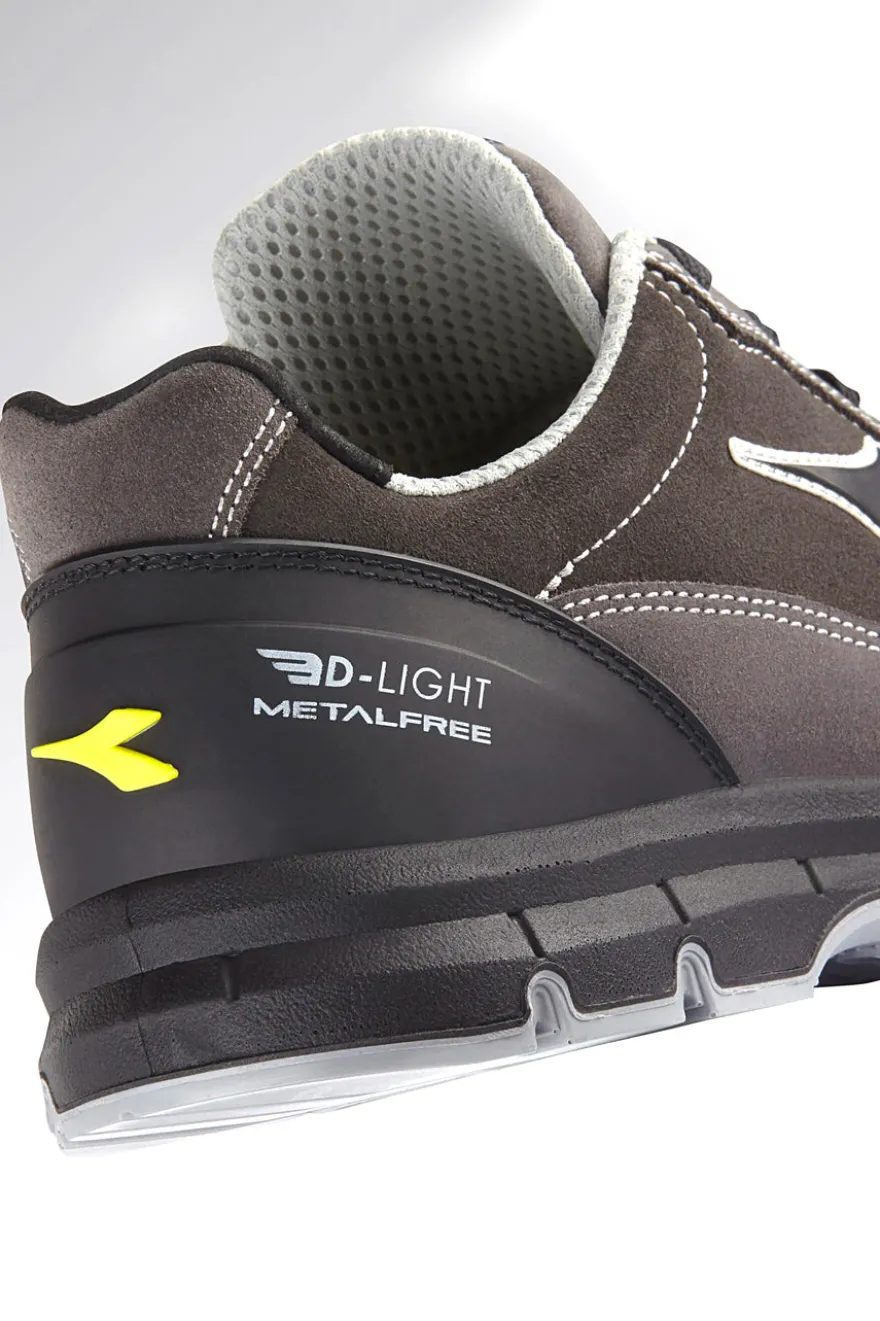 Scarpe antinfortunistiche grigie in pelle antigraffio Diadora RUN LOW MET FREE S3L FO SR ESD