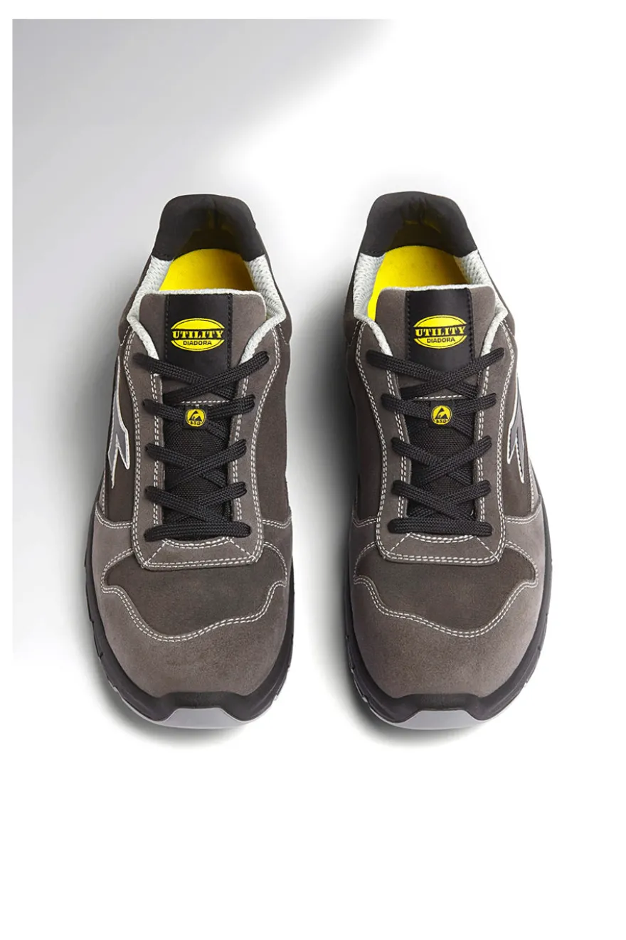 Scarpe antinfortunistiche grigie in pelle antigraffio Diadora RUN LOW MET FREE S3L FO SR ESD