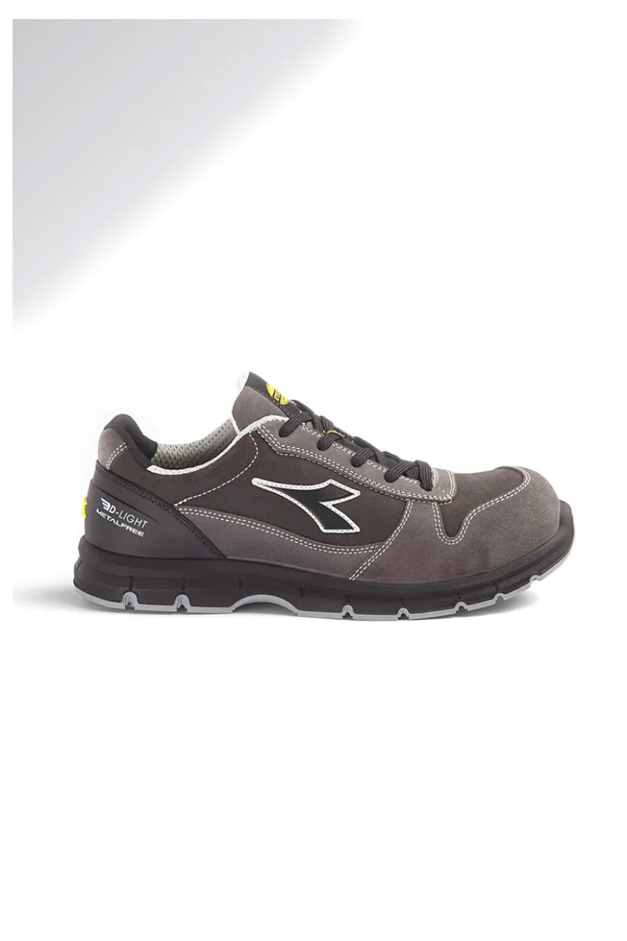 Scarpe antinfortunistiche grigie in pelle antigraffio Diadora RUN LOW MET FREE S3L FO SR ESD