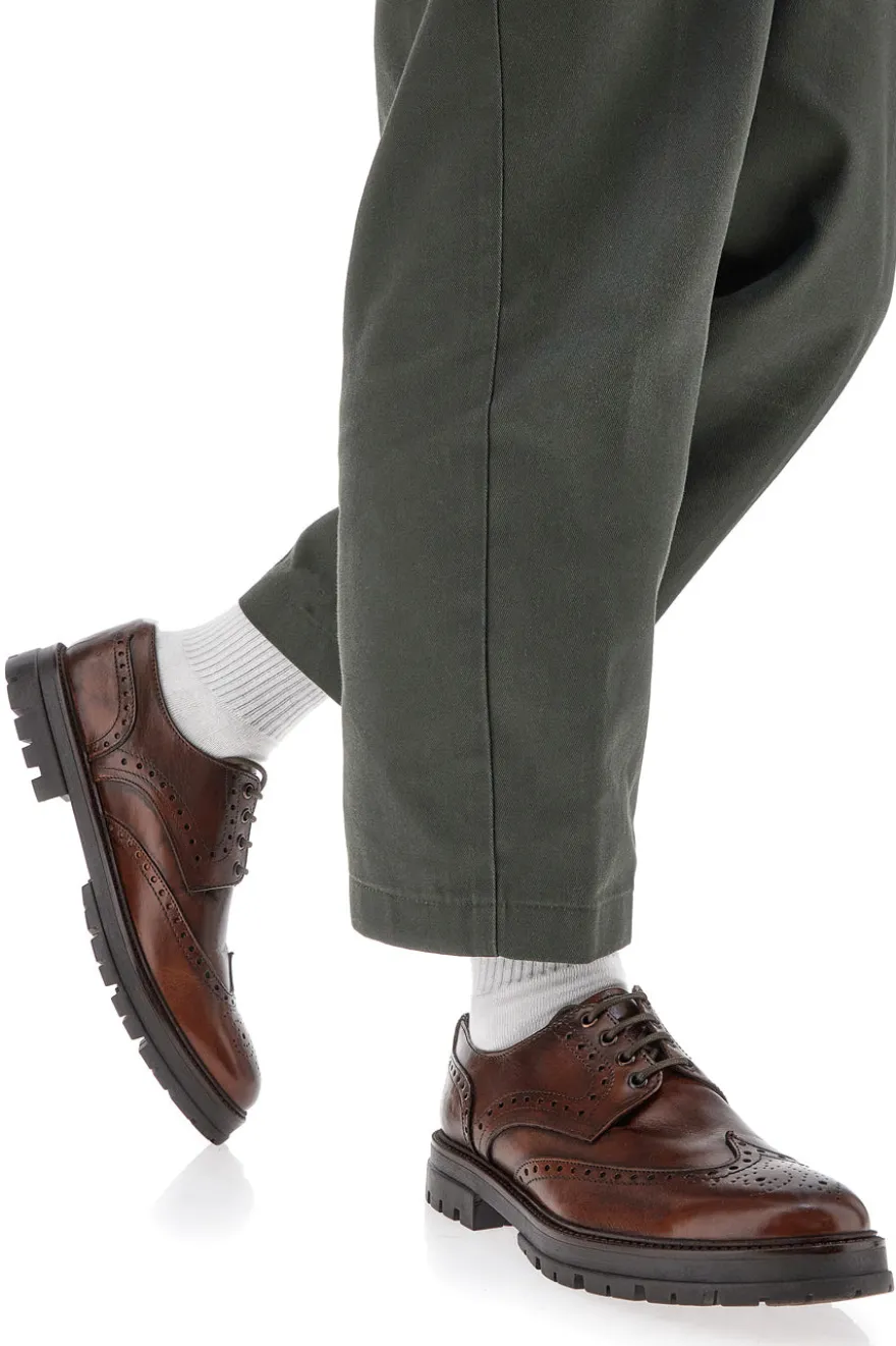 Scarpe Stringate Marroni Con Decorazione Duilio Pittarello Focus 2240