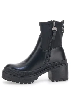 Schwarze Platform-Stiefeletten mit Stoffschaft Bettyflowers 03