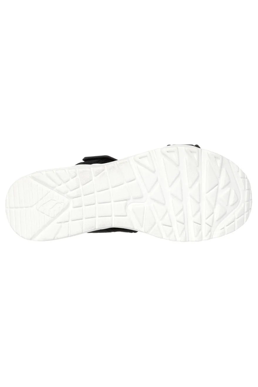 Skechers Uno – Summer Stand2 Vegane schwarze Sandalen mit Klettverschluss