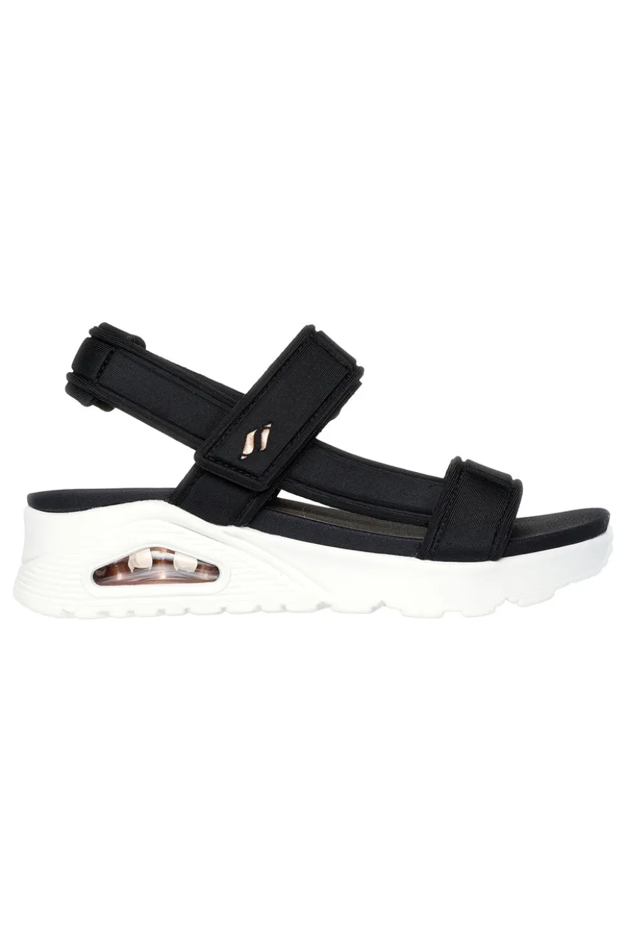 Skechers Uno – Summer Stand2 Vegane schwarze Sandalen mit Klettverschluss