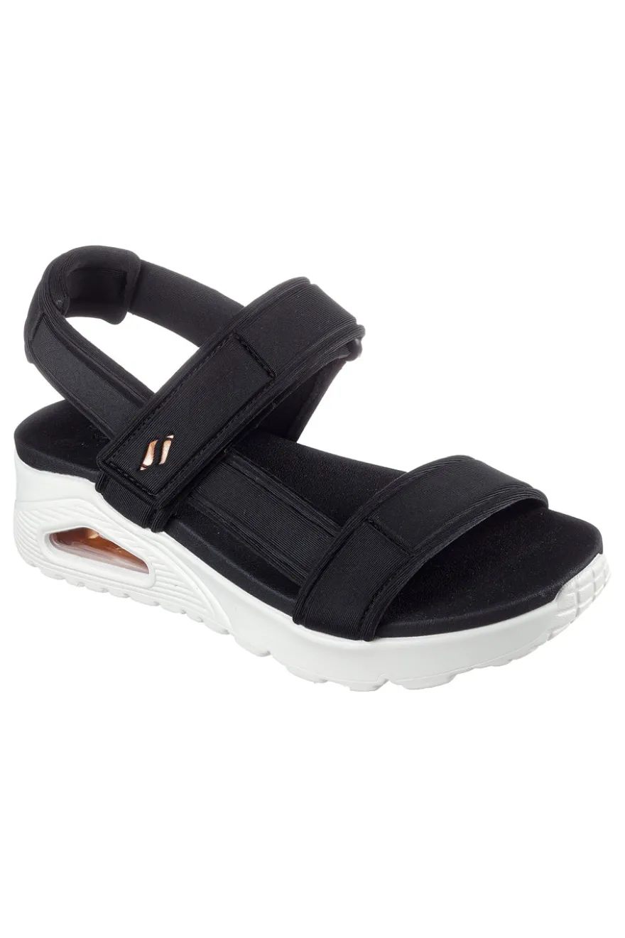 Skechers Uno – Summer Stand2 Vegane schwarze Sandalen mit Klettverschluss