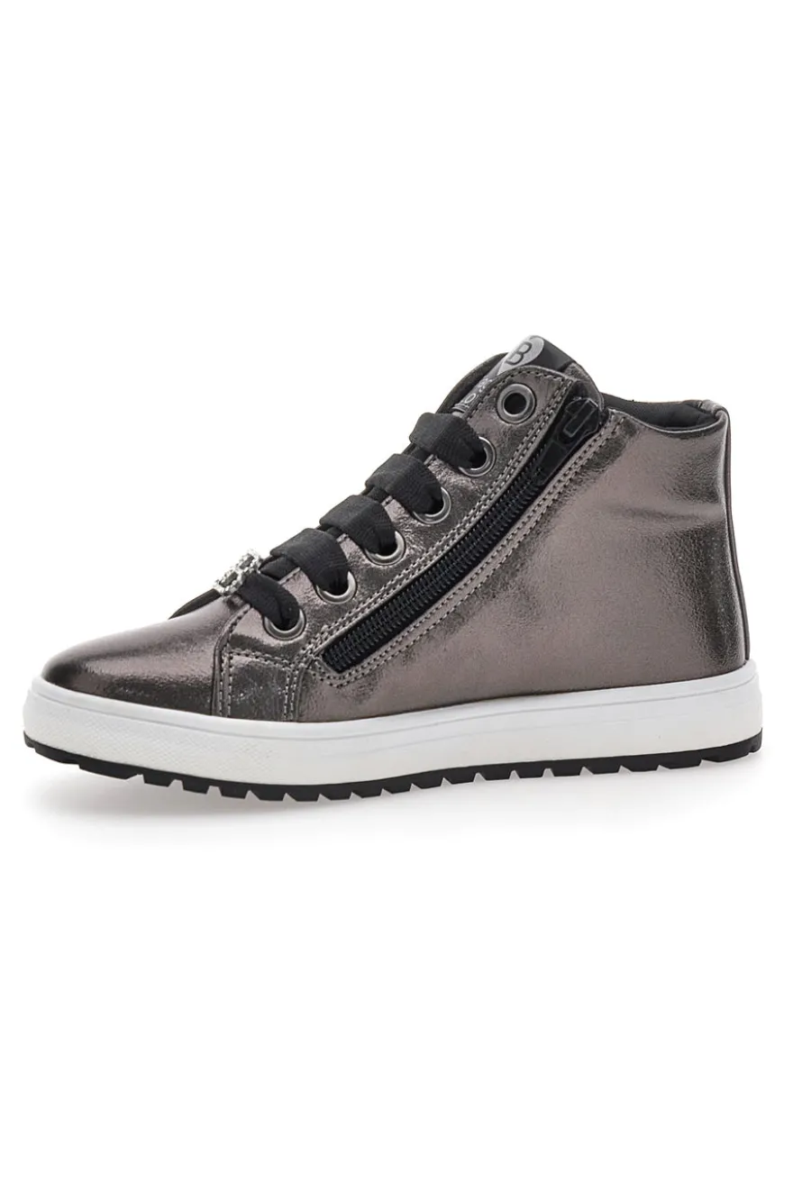 Sneakers Argento con Cerniera e Cuori Glitterati Laura Biagiotti 87049386 da Bambina