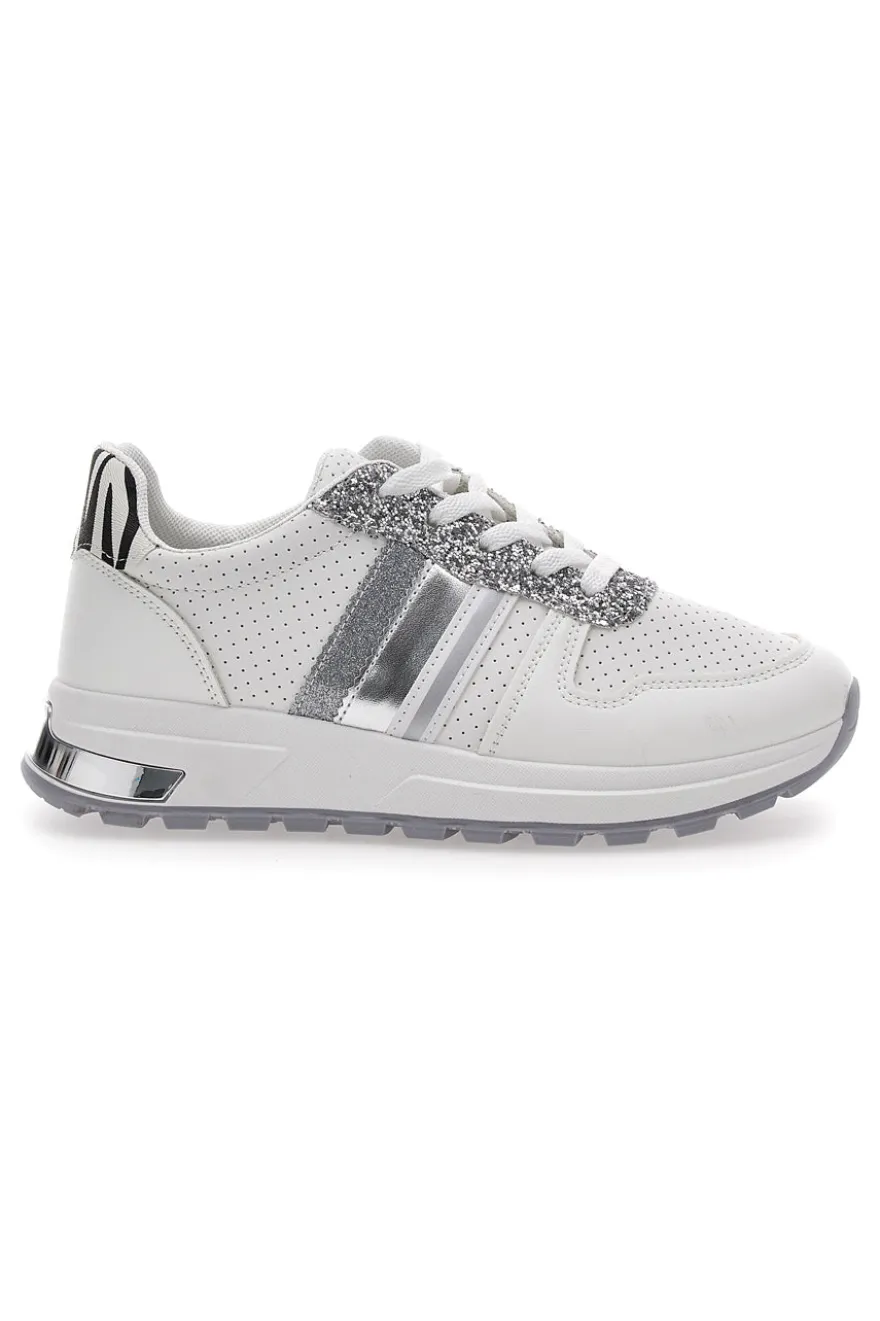 Sneakers Bianche Con Dettagli Argento Cafe' Cost 206