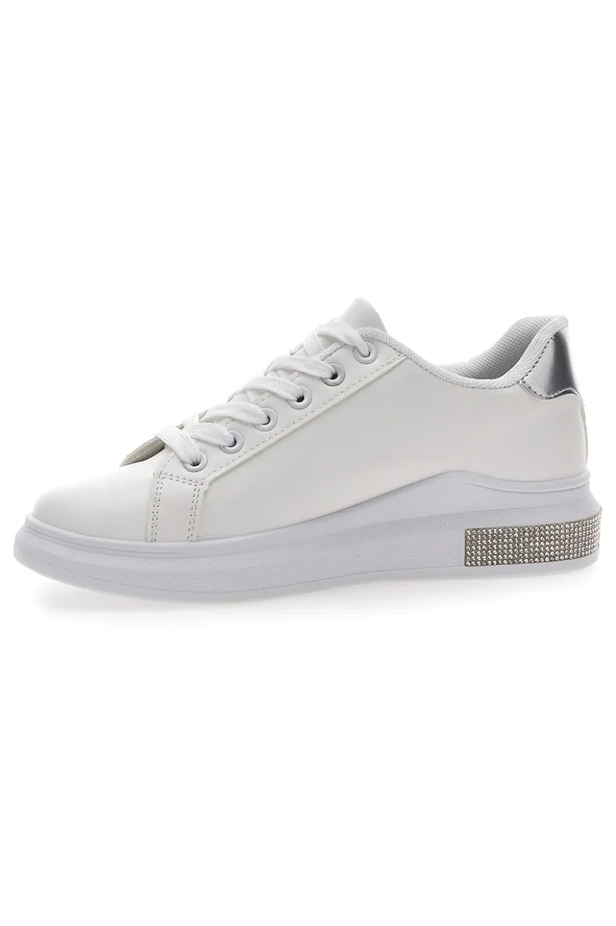 Sneakers Bianche Con Dettagli Argentati Prima Riga 460