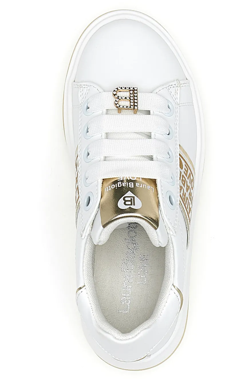 Sneakers Bianche con Logo Dorato LAURA BIAGIOTTI L8945
