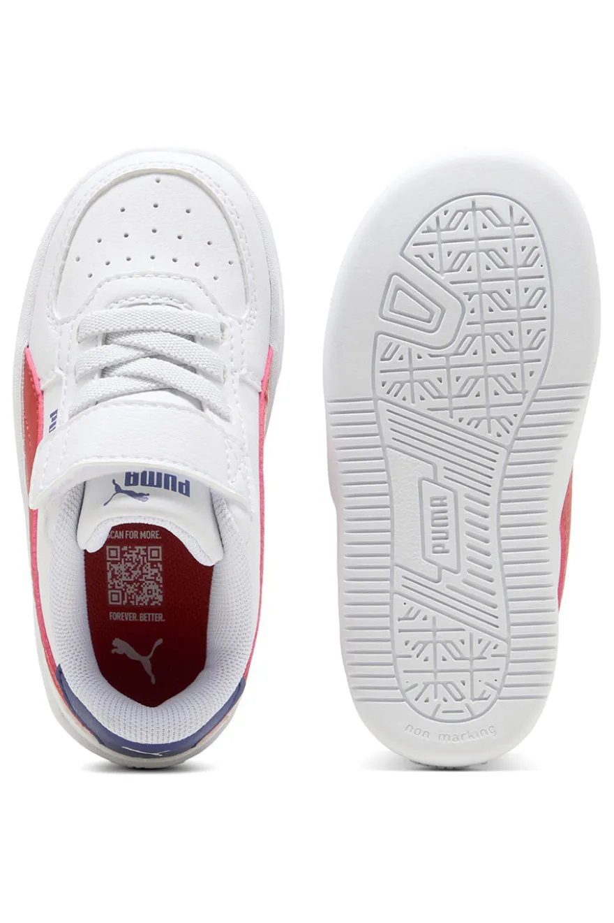 Sneakers Bianche con Logo Laterale Rosse e Velcro Puma Caven 2.0 AC+ Inf