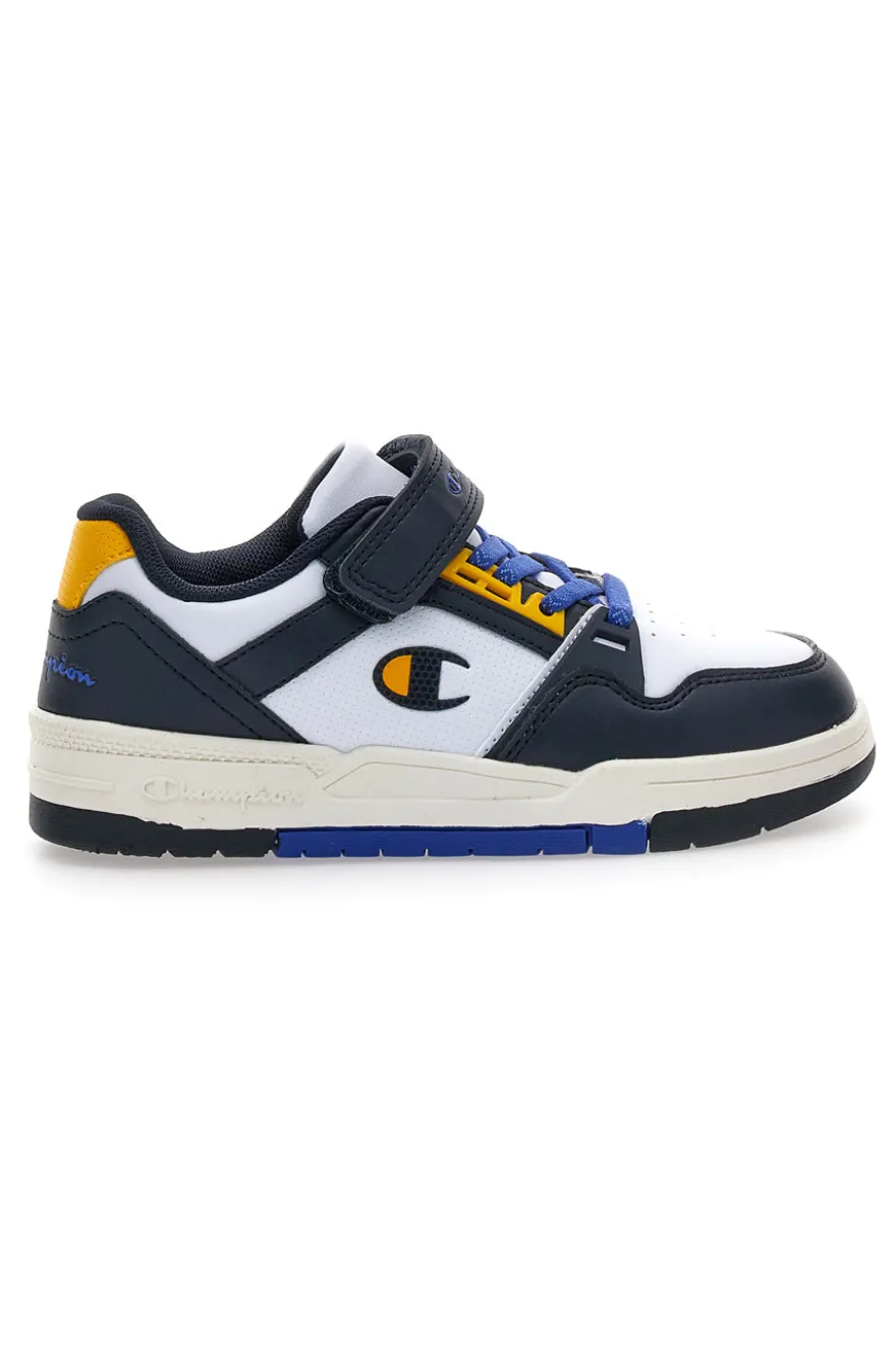 Sneakers bianche e blu con dettagli gialli Champion RD18 Heritage Evolve B PS
