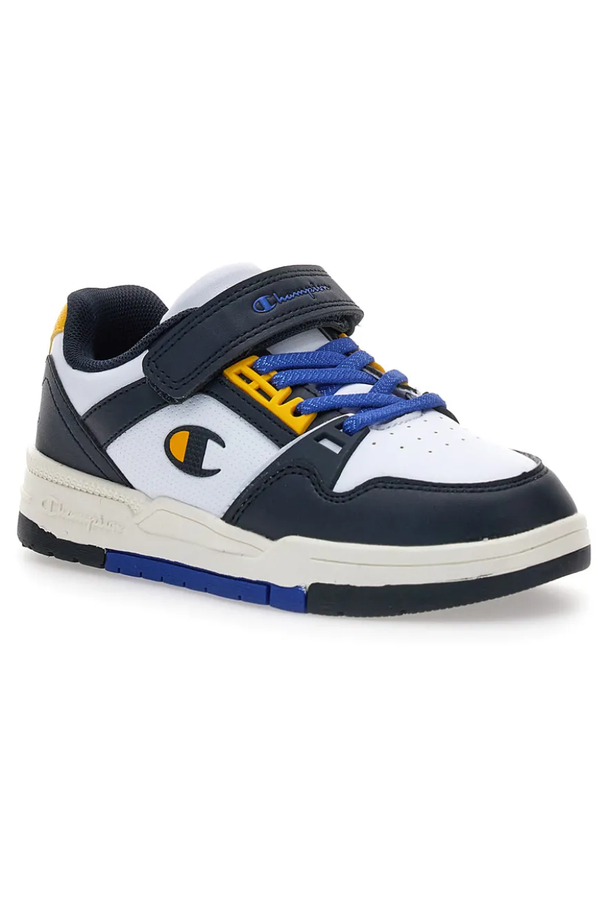 Sneakers bianche e blu con dettagli gialli Champion RD18 Heritage Evolve B PS