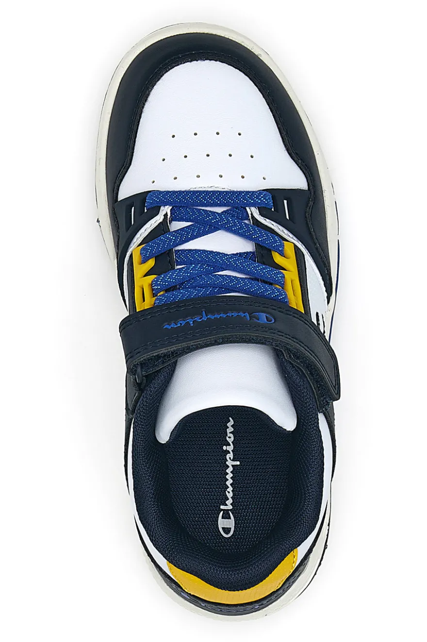 Sneakers bianche e blu con dettagli gialli Champion RD18 Heritage Evolve B PS