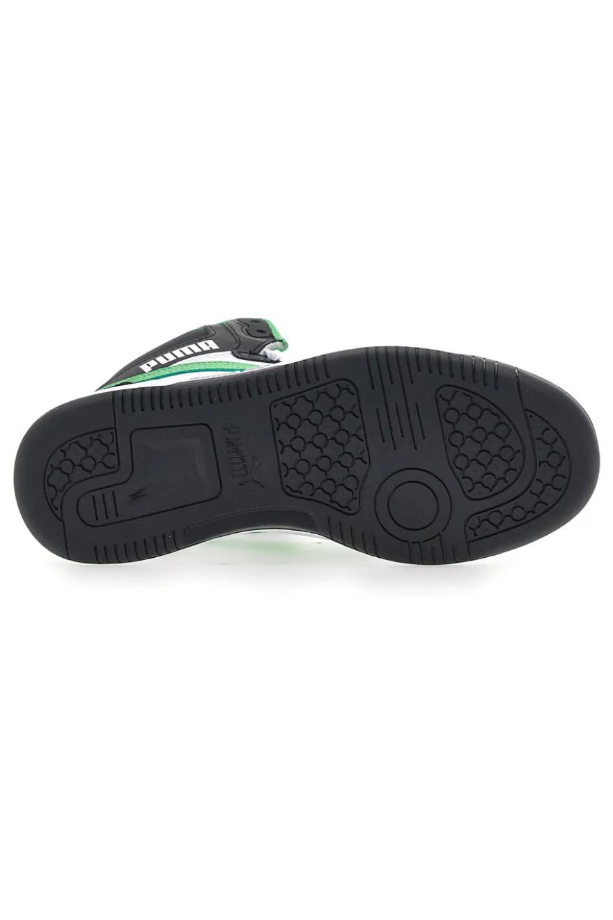 Sneakers Mid-Cut con Tomaia Traforata Puma REBOUND V6 MID JR Nere e Verdi