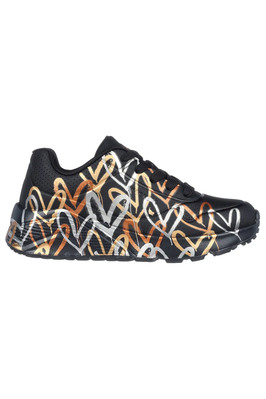 Sneakers nere con cuori Skechers Uno Lite Metallic Love