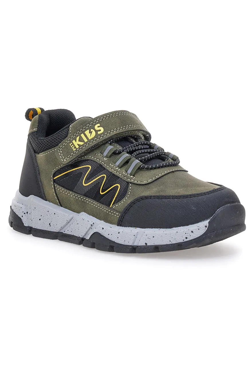Sneakers verdi con dettagli neri e gialli Pitt kids 124