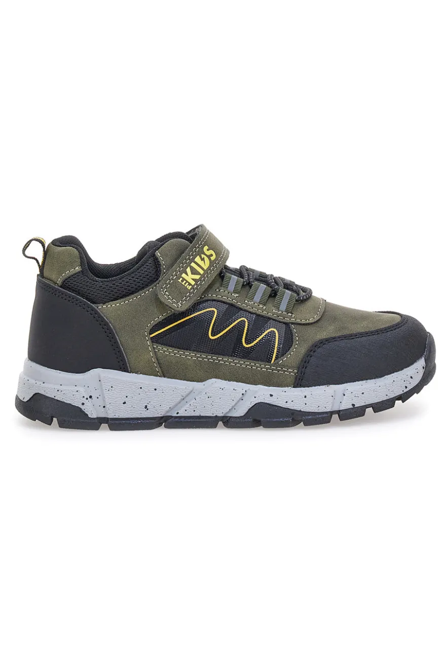 Sneakers verdi con dettagli neri e gialli Pitt kids 124