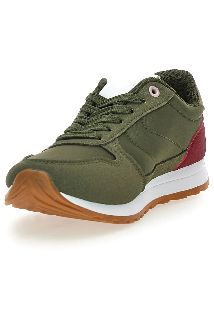 Sneakers verdi e bianche con lacci First Lady GB2015