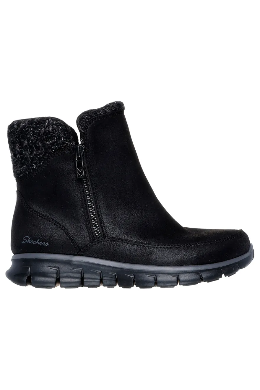 Stivaletti neri con collo lavorato e Warm Tech Memory Foam Skechers Synergy Lovely Collab