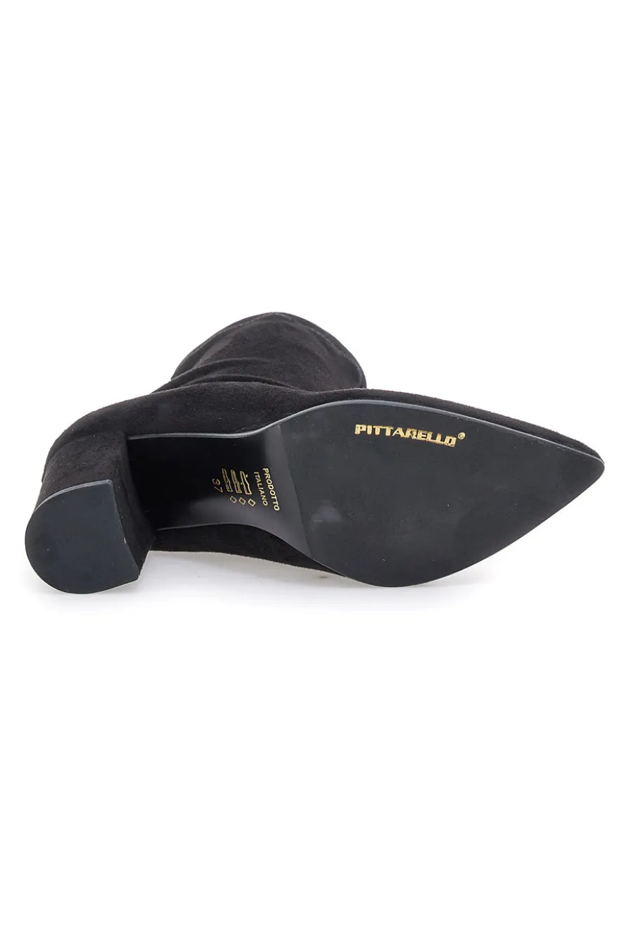Stivaletti Neri Con Tacco 8 Cm Effetto Suede Pittarello Class 636