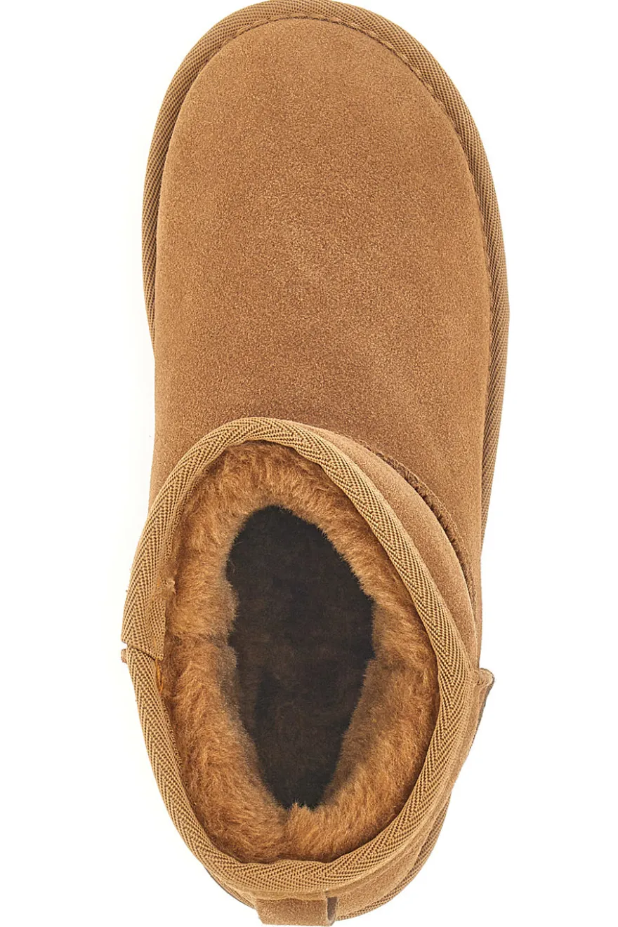 Stivaletti pantofole camel con suola platform e interno in pelo Mon Dieu L1251