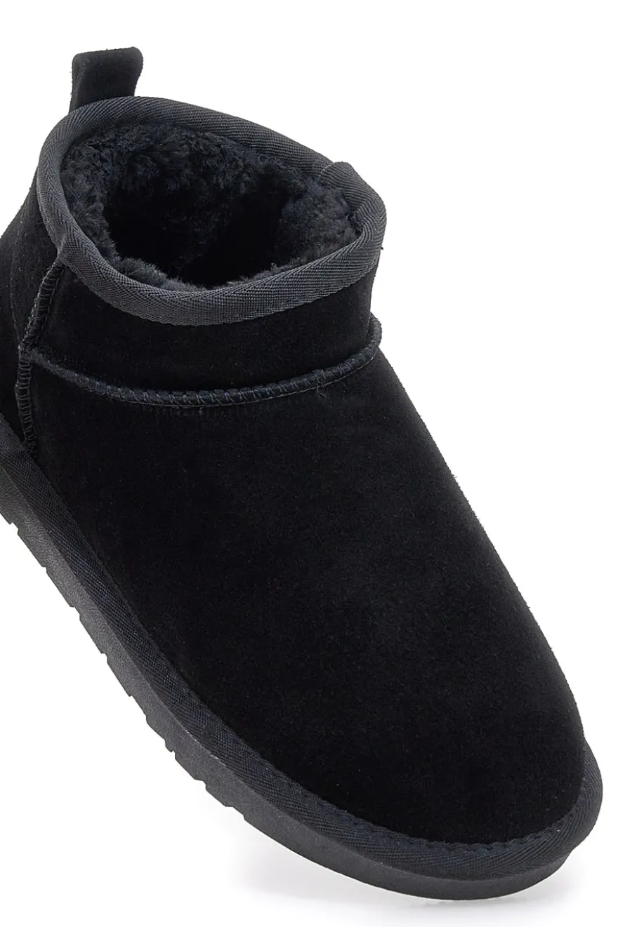 Stivaletti Pantofole neri con pelo effetto scamosciato Mon Dieu L1200