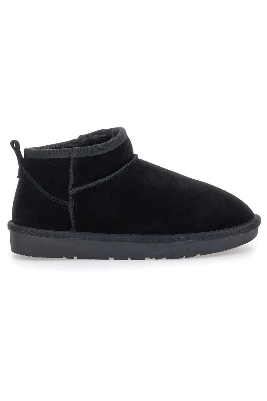 Stivaletti Pantofole neri con pelo effetto scamosciato Mon Dieu L1200