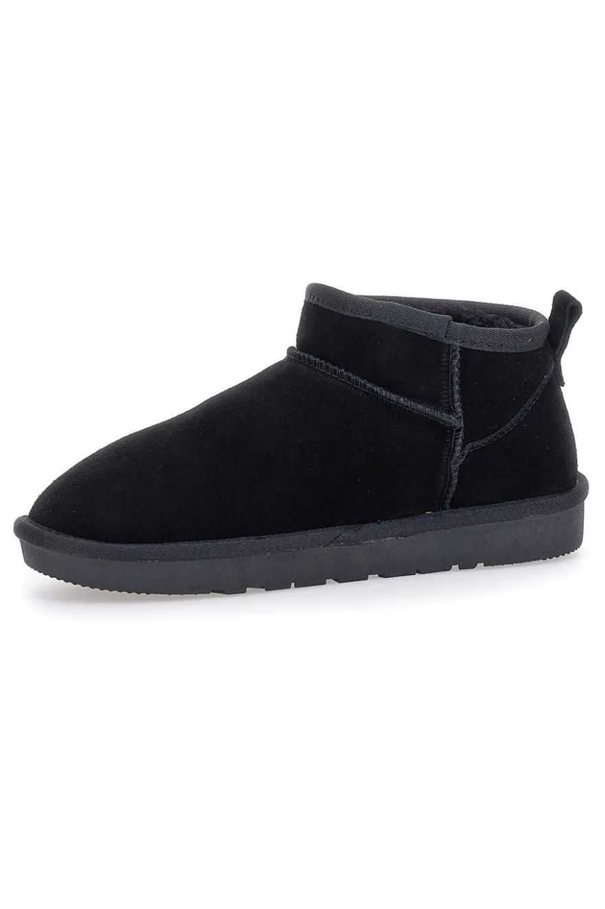 Stivaletti Pantofole neri con pelo effetto scamosciato Mon Dieu L1200