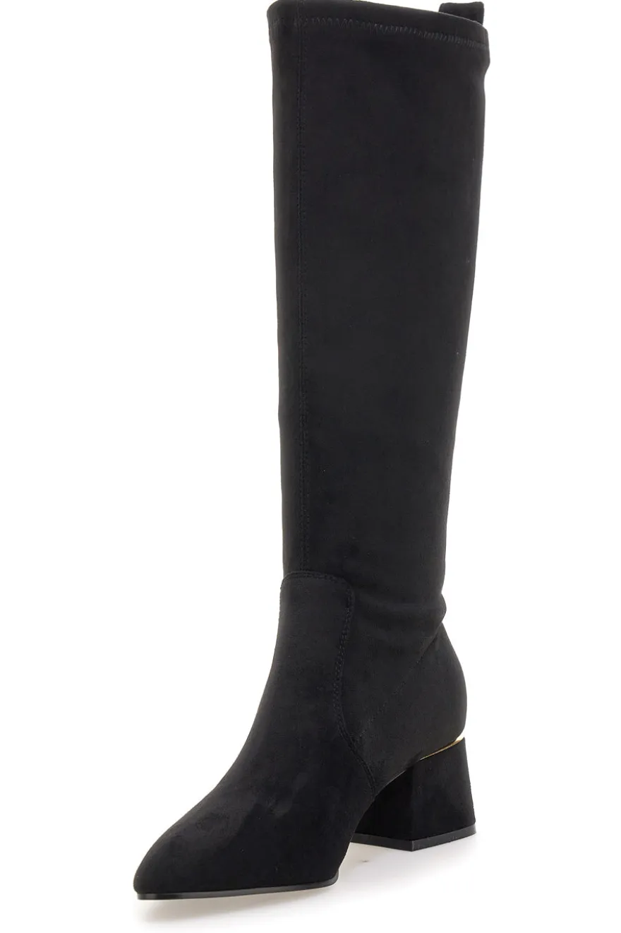Stivali neri con tacco largo e dettaglio dorato Mariella Burani 51693C1064