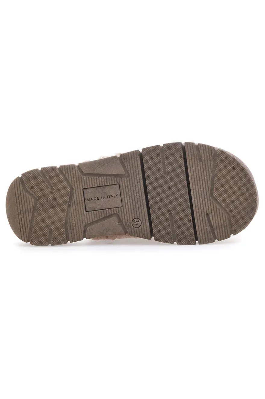 Taupefarbene Beego-Hausschuhe 7522