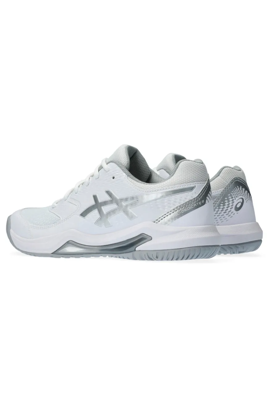 Weiß und Silber Tennisschuhe Asics Gel-Dedicate 8
