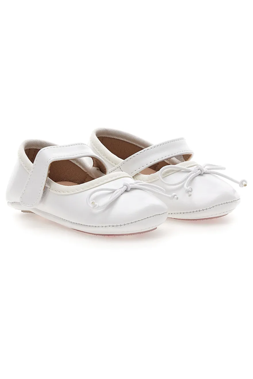 Weiße Ballerinas mit Schleife und Riemen Thank you girl 392602S